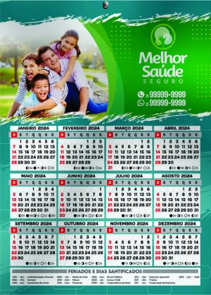 Calendário de Parede Folha Única Couchê 260 gr 20x30 cm 4x0   