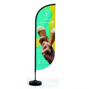 Wind Banner Kit Completo BANDEIRA E BASE TECIDO MICROFIBRA     Este produto tem a vantagem de conseguir suportar ventos de até 28km/h. Além disso, ele é feito num tecido que é resistente à chuva e que pode ser lavado sempre que necessário